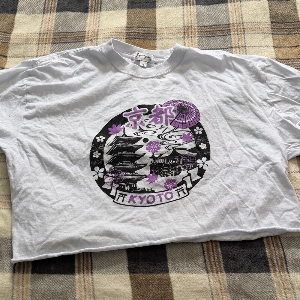 Kyoto Graphic White Tee with Purple Details
